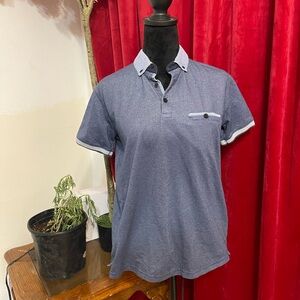 Denim & Flower Navy Polo with White Accents